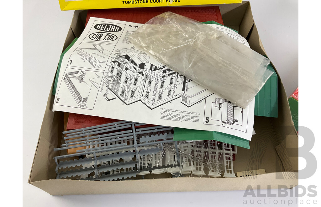 Three Heljan HO Scale Building Including Slaughterhouse, Tombstone Court House and Brick Warehouse