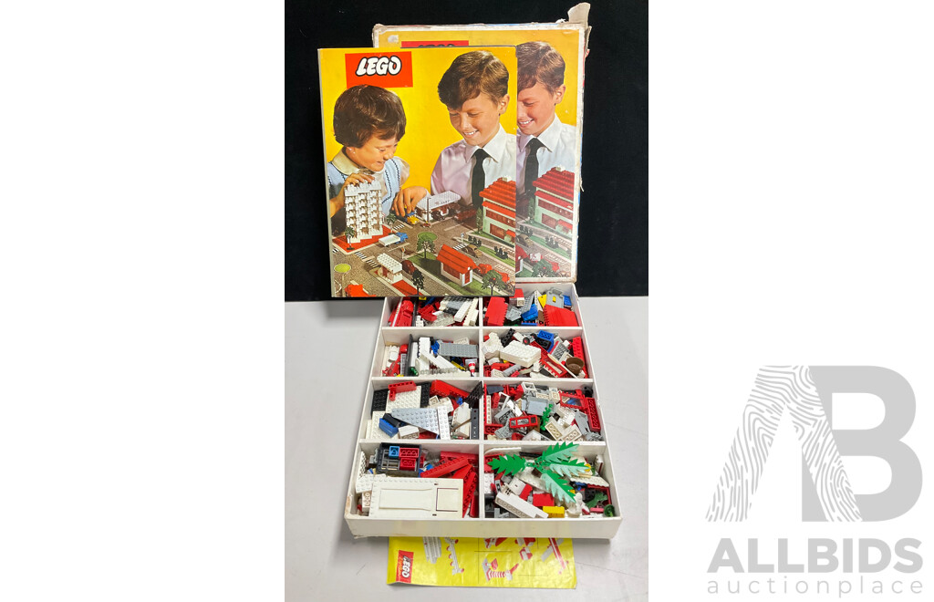 Vintage 1962 Lego Box Set 810, Town Plan Set with Base Plate, Eight Rare Lego Vehicles
