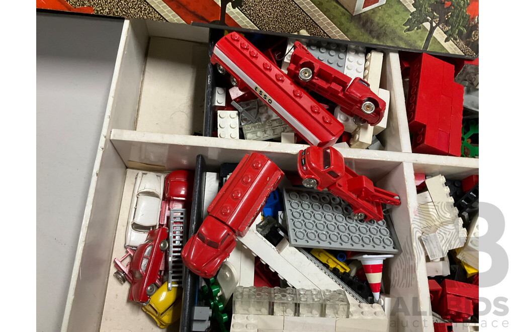 Vintage 1962 Lego Box Set 810, Town Plan Set with Base Plate, Eight Rare Lego Vehicles