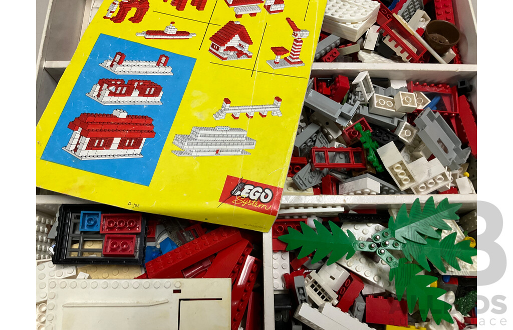 Vintage 1962 Lego Box Set 810, Town Plan Set with Base Plate, Eight Rare Lego Vehicles