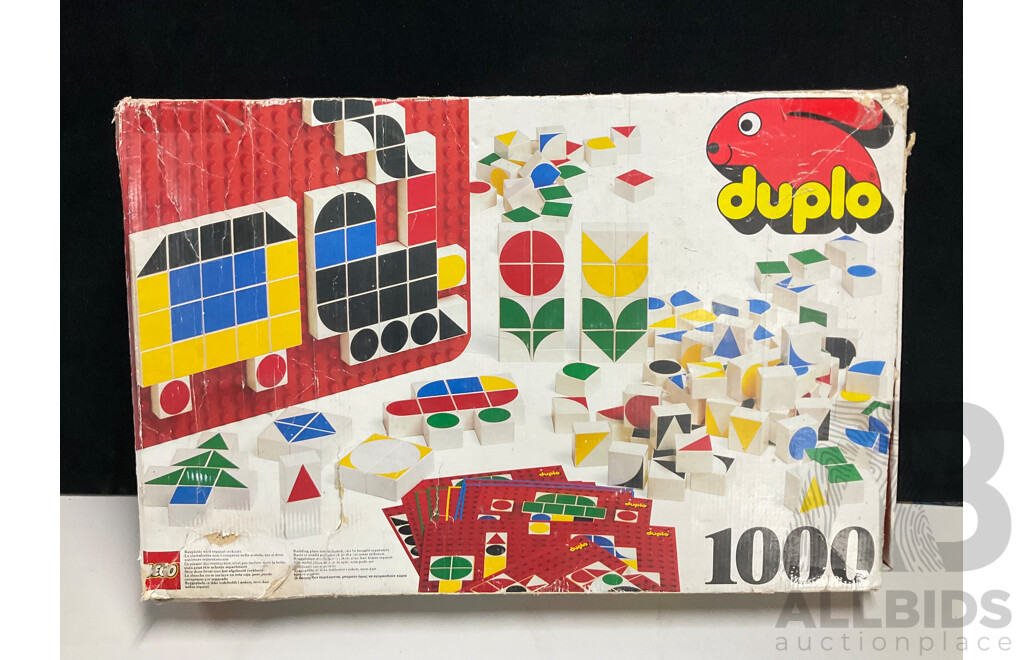 Vintage 1980s Lego Duplo Set 1000 in Original Box Along with Lego Duplo Doll with Articulated Limbs