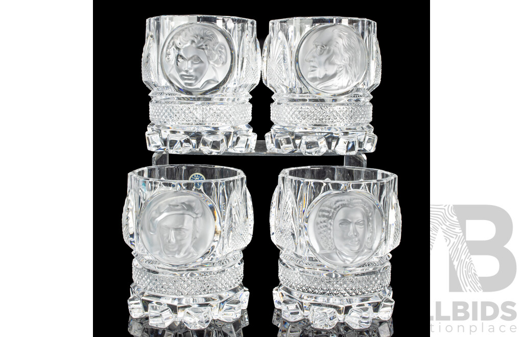Rare Limited Edition Berlin Design Old Masters of Music Crystal Goblet Rocks Glasses
