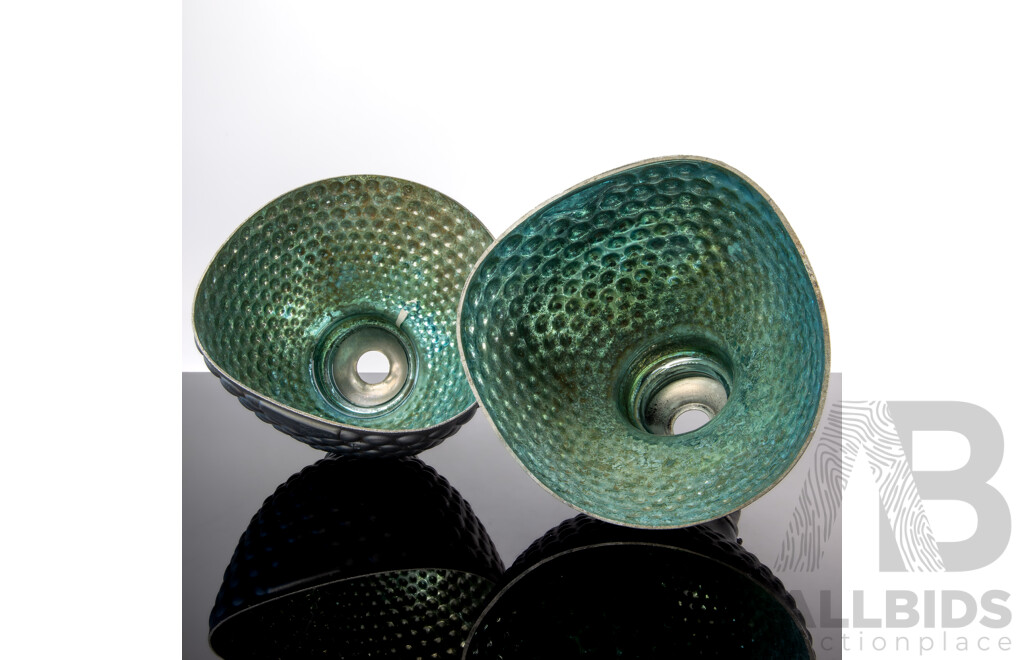 Pair Vintage 1920s American Glass Industrial Shades