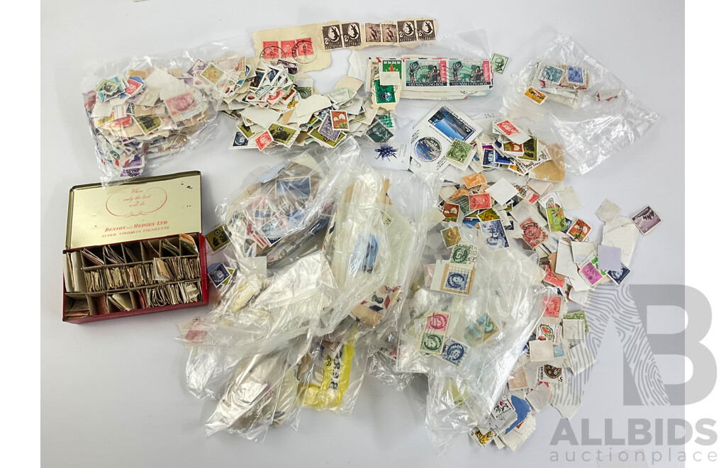 Collection of International Cancelled Stamps Including Australian Predecimal, USA, Mexico, Vietnam, Helvetia and More