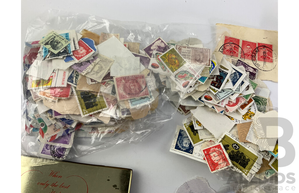 Collection of International Cancelled Stamps Including Australian Predecimal, USA, Mexico, Vietnam, Helvetia and More