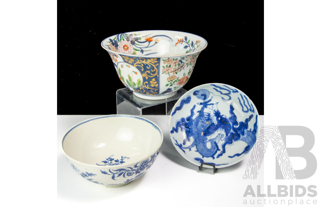 Collection Antique Japanese Meiji Era Porcelain Including Imari Bowl and More