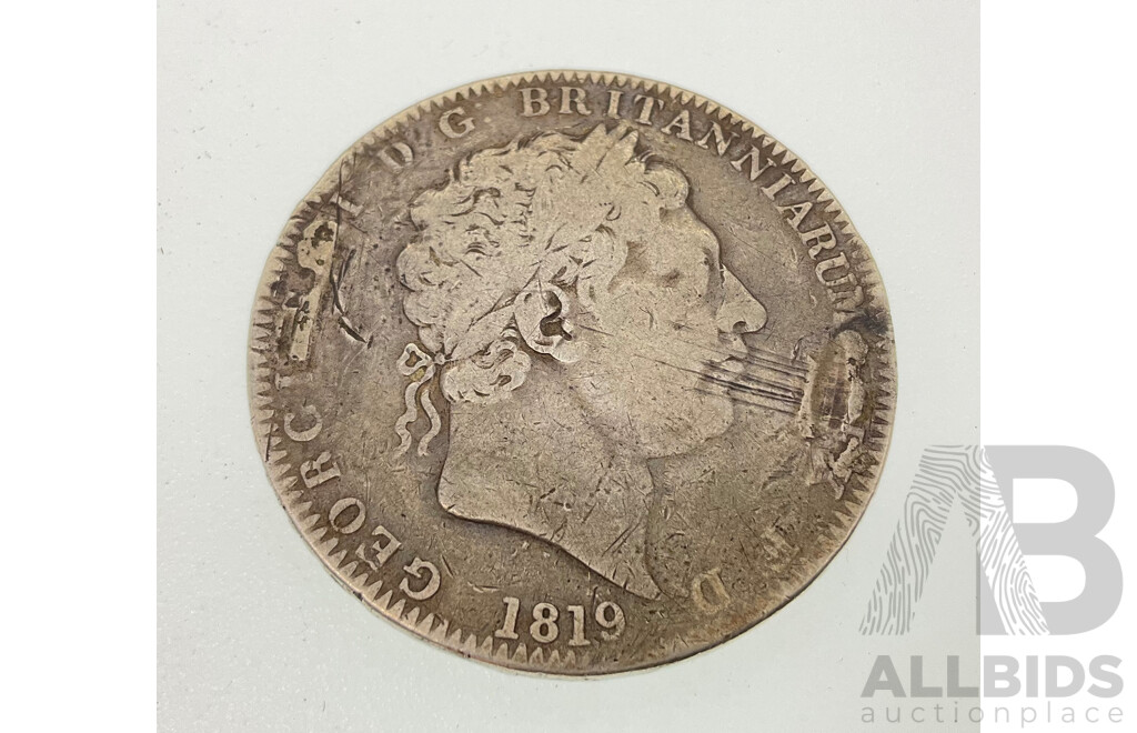 United Kingdom 1819 Silver One Crown Coin, GIII .925