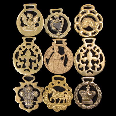 Collection Nine Vintage Horses Brasses