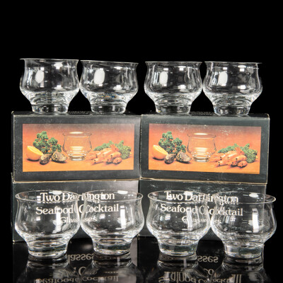 Four Sets of Two Mid-Century Dartington Seafood Cocktail Glasses, Designed by Frank Thrower, Complete in Original Boxes