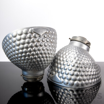 Pair Vintage 1920s American Glass Industrial Shades