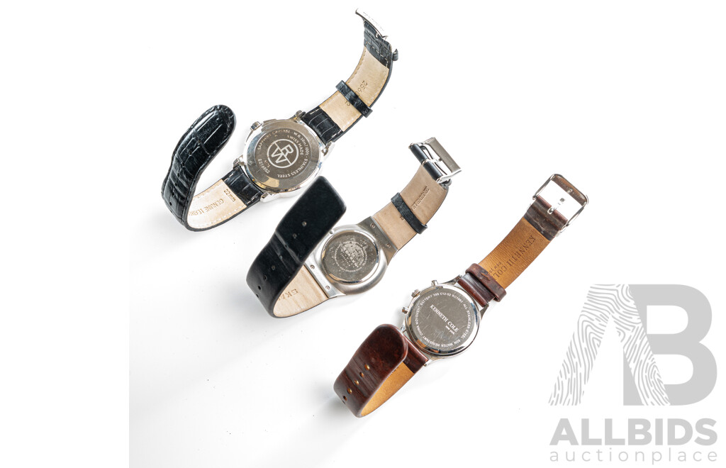 Lot of Three Watches Including Skagen 37mm Sundby Midnight Watch, Raymond Weil and Kenneth Cole