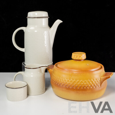 Collection Three Royal Doulton Lambeth Pieces in Ting Pattern Along with Mid Century Dianna Nefertiti Lidded Tureen