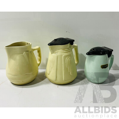 Collection Three Vintage Ceramic Electric Kettles Including Two Different Speedie Examples