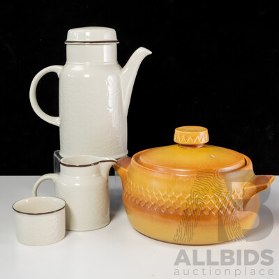 Collection Three Royal Doulton Lambeth Pieces in Ting Pattern Along with Mid Century Dianna Nefertiti Lidded Tureen