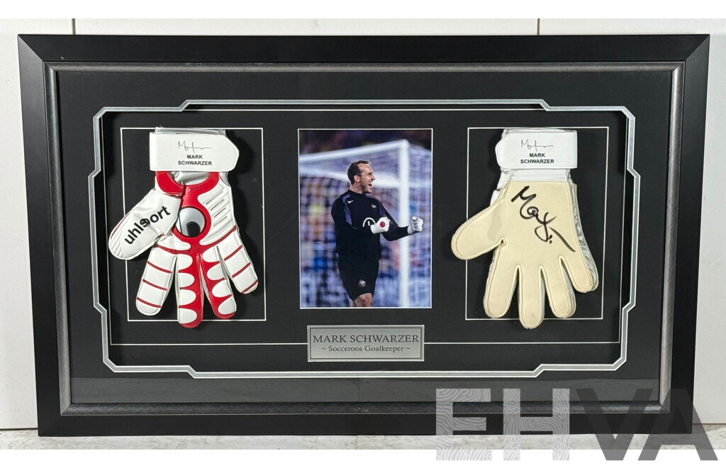 Mark Schwarzer Signed Goal Keeper Gloves Presentation