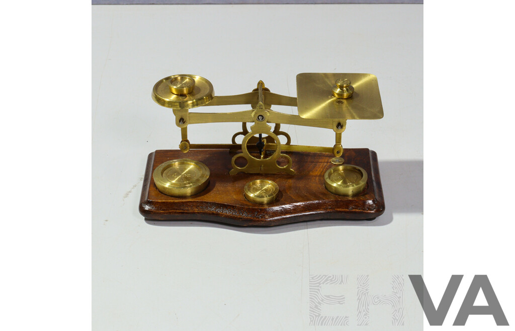Set of Reproduction Brass Counter Weight Scales with Weights
