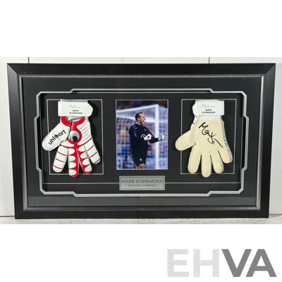 Mark Schwarzer Signed Goal Keeper Gloves Presentation