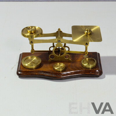 Set of Reproduction Brass Counter Weight Scales with Weights