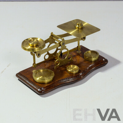 Set of Reproduction Brass Counter Weight Scales with Weights