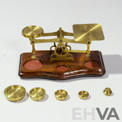 Set of Reproduction Brass Counter Weight Scales with Weights
