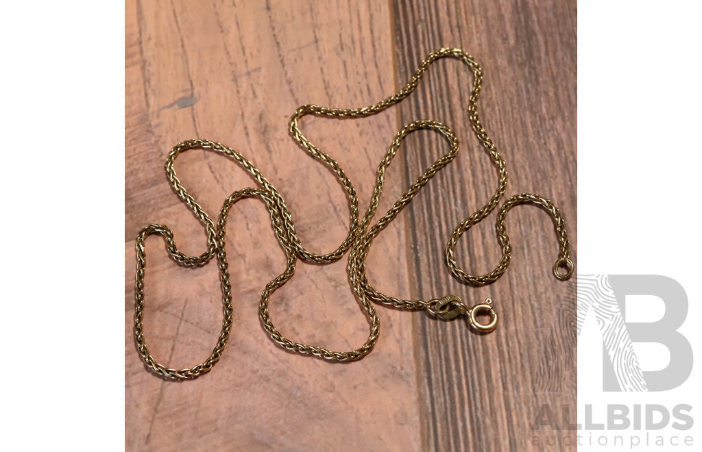 18ct Vintage Herringbone Link Necklace, 50cm, 6.23 Grams