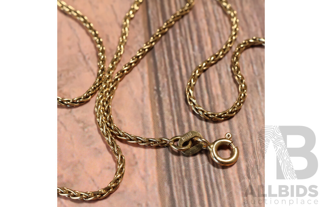 18ct Vintage Herringbone Link Necklace, 50cm, 6.23 Grams