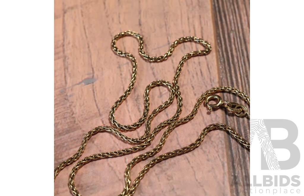 18ct Vintage Herringbone Link Necklace, 50cm, 6.23 Grams