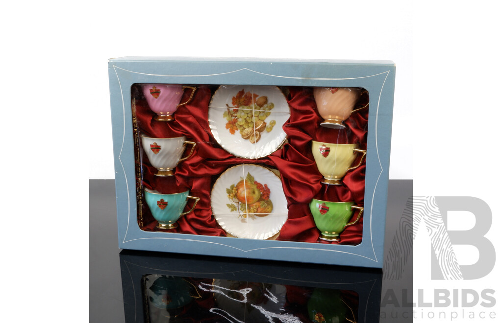 Retro Westminster Porcelain 12 Piece Harlequin Tea Set in Original Box