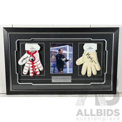 Mark Schwarzer Signed Goal Keeper Gloves Presentation