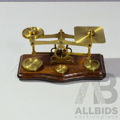 Set of Reproduction Brass Counter Weight Scales with Weights