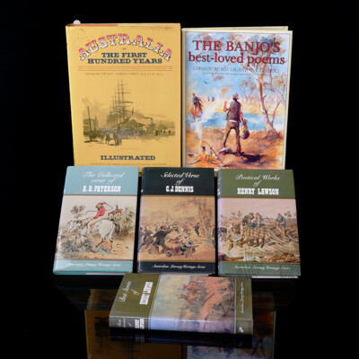 Collection Books of Australian Literary Interest Including Banjo Patterson, Henry Lawson and More, All Hardcovers