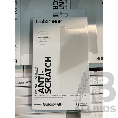 Tech21 Samsung Galaxy A8+ Screen Protectors - Lot of 105 - ORP $3,150.00