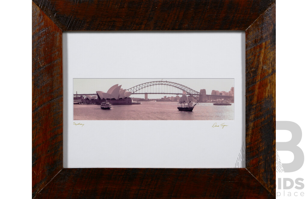 Dave Tozer, (20th Century, Australian), Sydney [Harbour], Beautifully Framed Panoramic Original Photograph, 43 x 53 cm (frame)