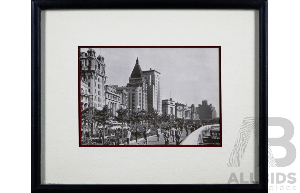 Nice Collection of Five Beautifully Framed Prints of Shanghai - Including The Shangai Club (1930s); The Bund, Shanghai (1920s) and More, 20 x 25 cm (frames) (5)