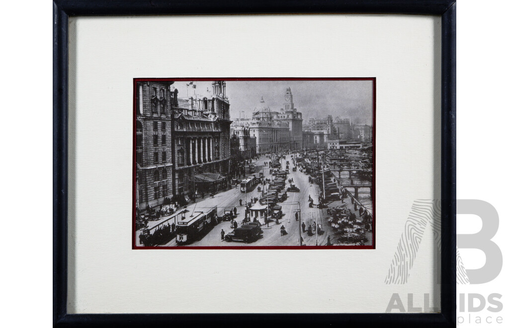 Nice Collection of Five Beautifully Framed Prints of Shanghai - Including The Shangai Club (1930s); The Bund, Shanghai (1920s) and More, 20 x 25 cm (frames) (5)