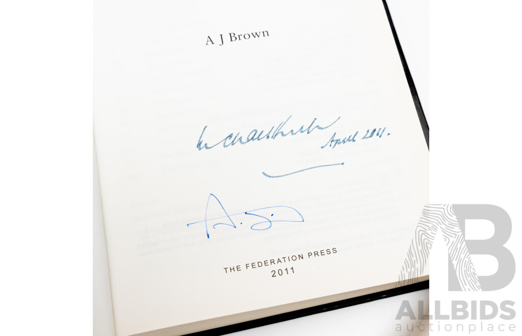 Two First Edition Books, One Signed by the Author and Subject Michael Kirby Paradoxes Principles, AJ Brown and Unsigned Michael Kirby Law Love & Life, Both Hardcover with Dust Jackets