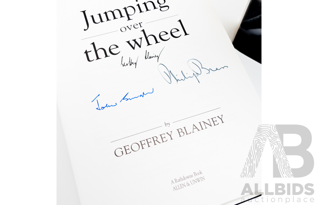 Two First Edition Books, One Signed by the Author, Jumping the Wheel by Geoffrey Blainey and Before I Forget, Both Hardcover with Dust Jackets