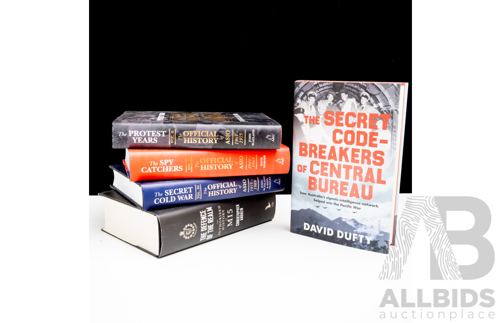 Collection Five First Edition Books with Three Signed the Authors, Regarding Intelligence Organizations, All Hardcovers with Dust Jackets