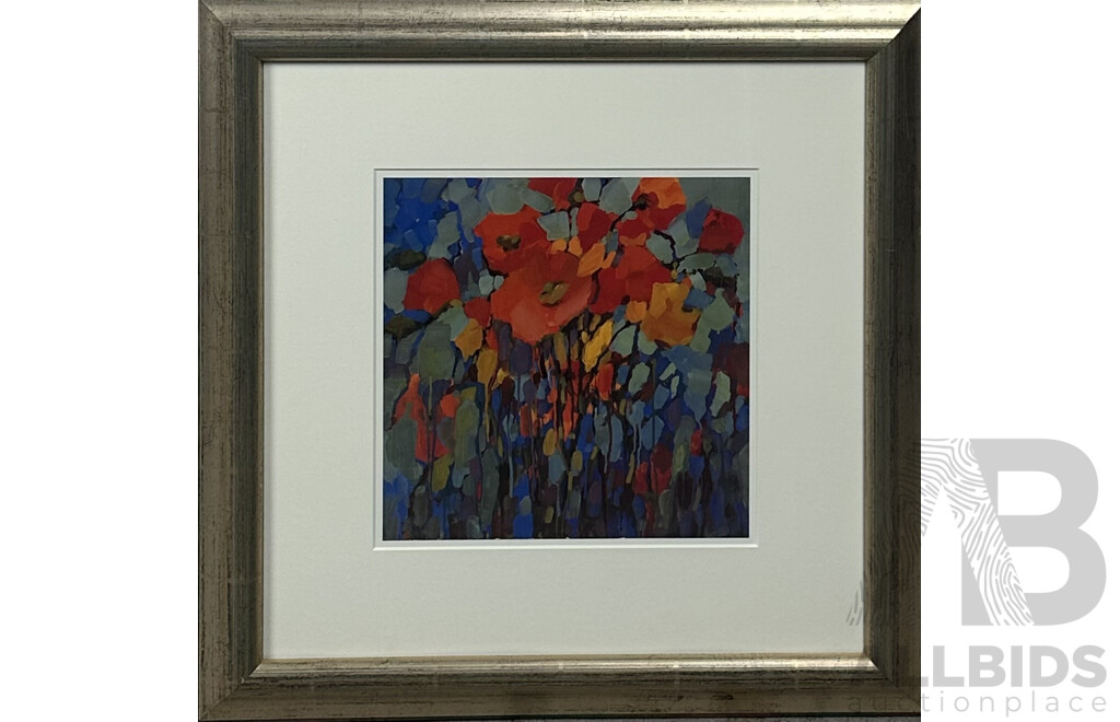Pair of Vibrant Flower Abstract Colour Prints, 49 x 49 cm (frames) (2)