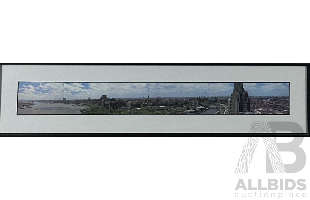 Aerial Panoramic View of Shanghai, China, Broadway Mansions Hotel & Confluence of Suzhou Creek & Huangpu River, Reproduction Colour Prints of Original Photographs, 23 x 97 cm (frame)