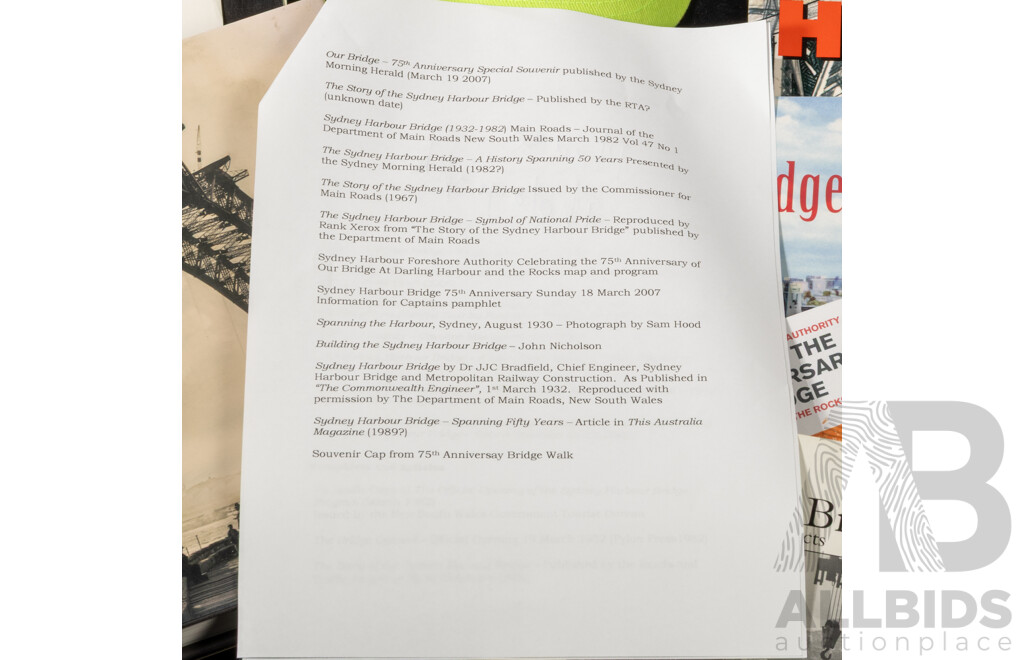Large Collection of Memorabilia Regarding the Sydney Harbour Bridge Including Books, Pamphlets Including the Sydney Harbour Bridge a Life Signed by the Author and More