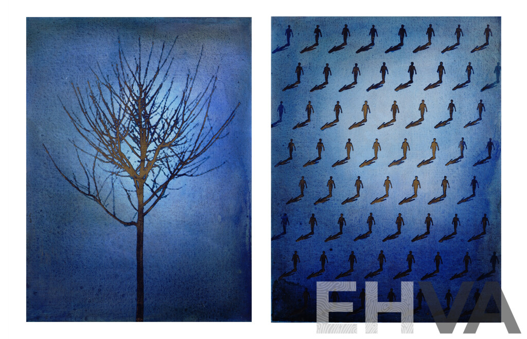 Kathryn Dickson, (20th Century, Australian), Revelations II and III, Mixed Media on Canvas Panels, 61 x 45 cm (2)