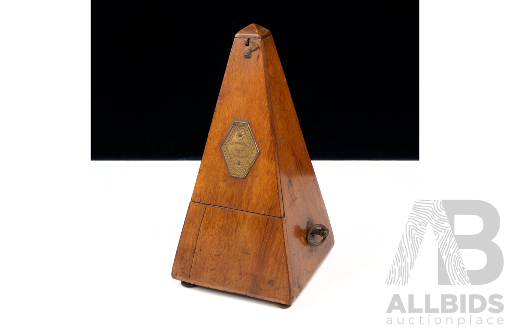 Vintage French Made Wooden Metronome by Maelzel, Paris