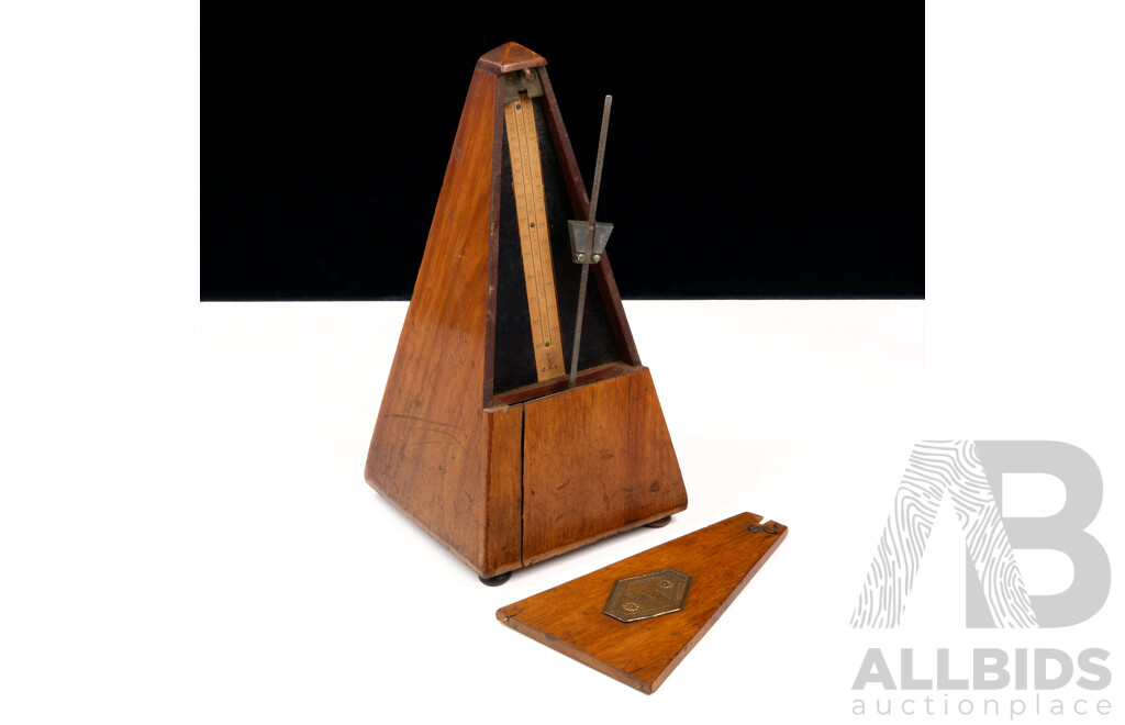 Vintage French Made Wooden Metronome by Maelzel, Paris