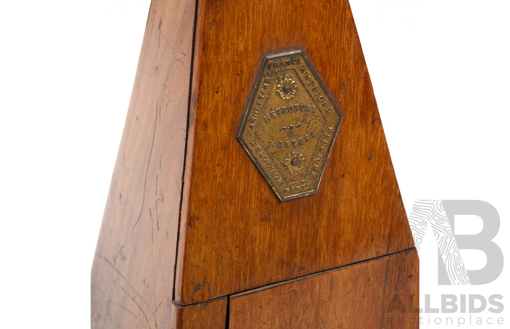 Vintage French Made Wooden Metronome by Maelzel, Paris