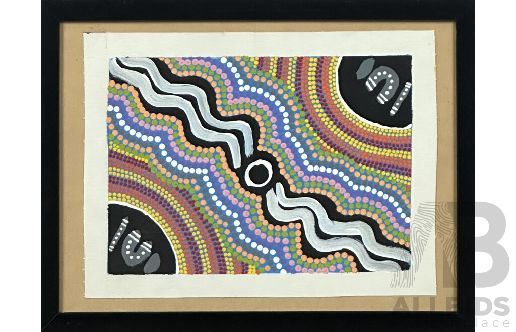 Artist Unknown, (20th Century, Australian-Indigenous) Our Land, Acrylic on Canvas Framed Within Glass, 34 x 44 cm (frame)