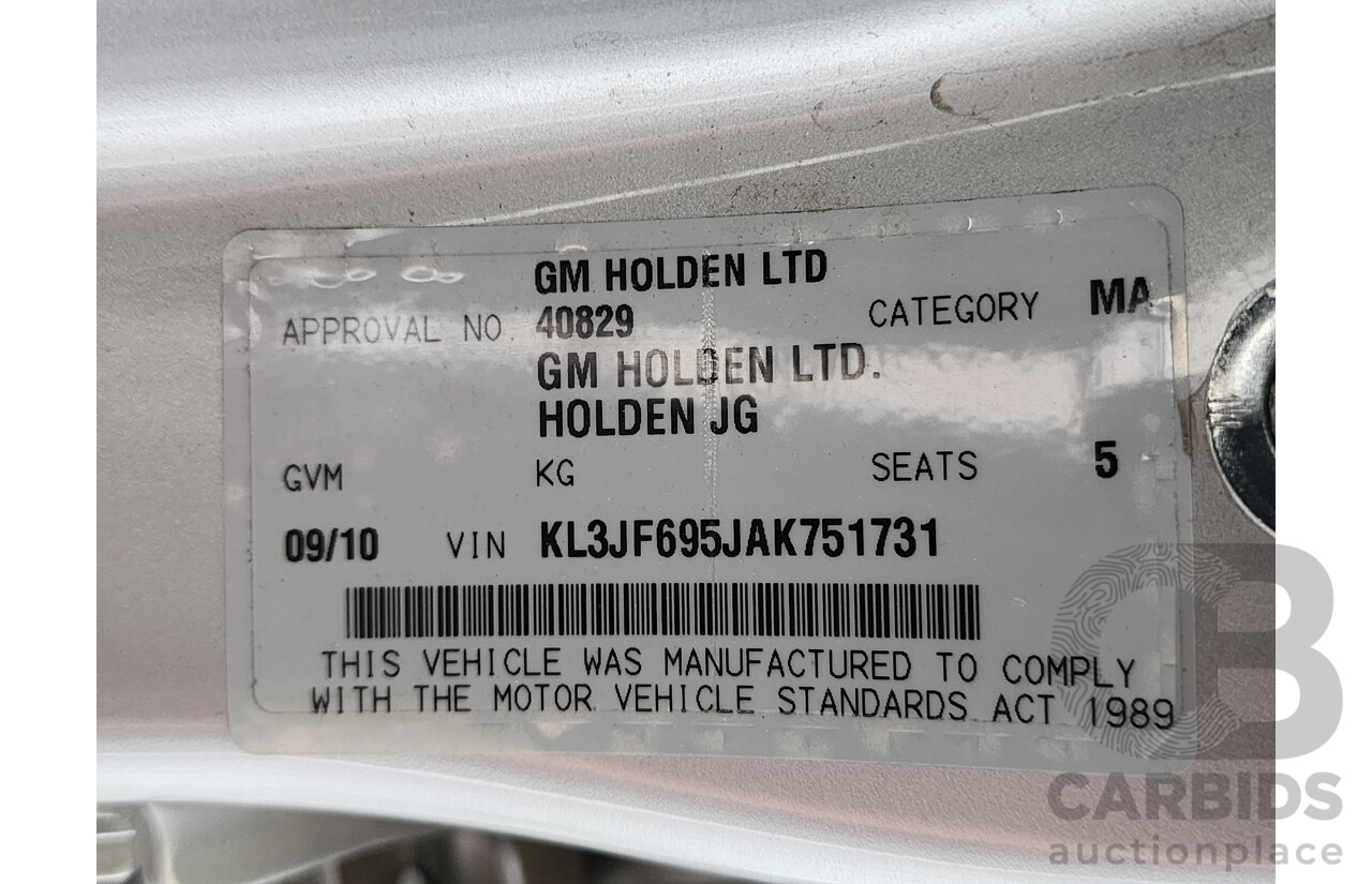 9/2010 Holden Cruze CD JG 4d Sedan Silver Or Chrome 1.8L