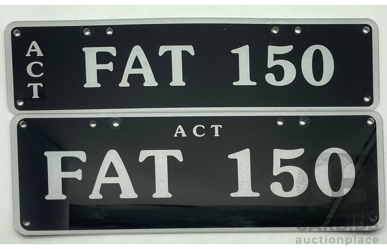 ACT 6 Character Motor Vehicle Number Plate - FAT 150