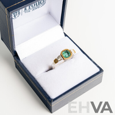 ViaSmith 'The Oceanic' Handcrafted Sterling Silver Brass Ring with Green Topaz, Size J,  3.42 Grams