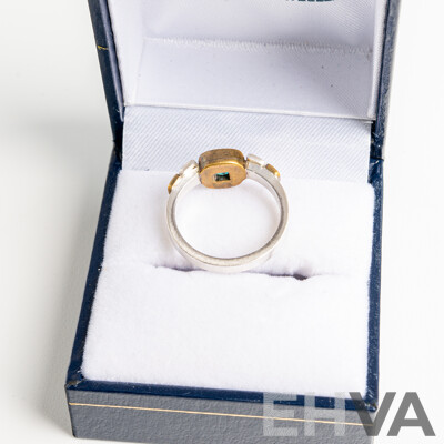 ViaSmith 'The Oceanic' Handcrafted Sterling Silver Brass Ring with Green Topaz, Size J,  3.42 Grams